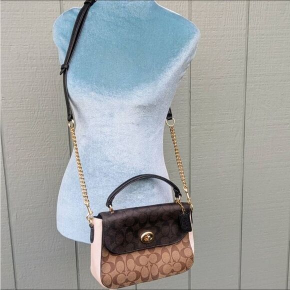 Coach Handbags - Coach Marlie Top Handle Satchel In Blocked Signature Canvas. C1563